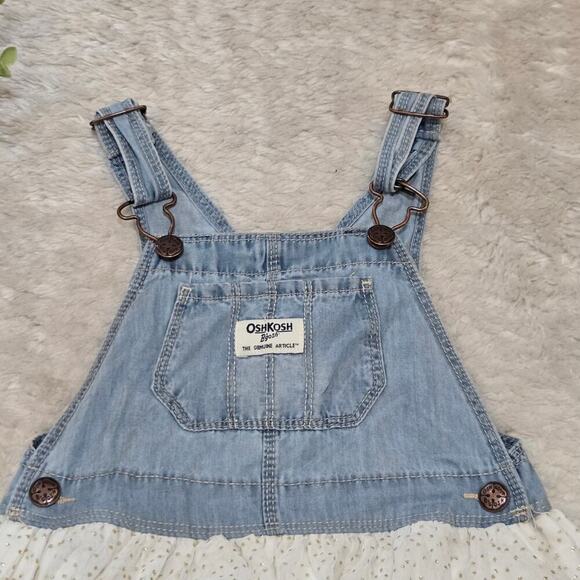 OSHKOSH B’GOSH Vestbak Denim & Off White Gold Sparkle Tulle Dress, Size 4T - Picture 4 of 7